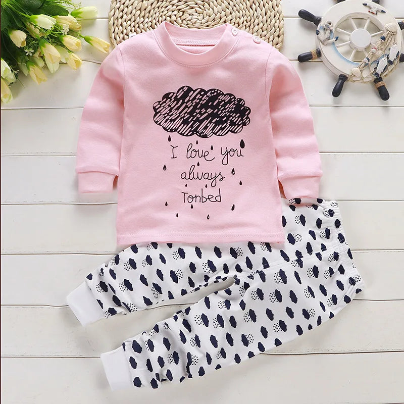 2024 New Spring Autumn Cotton Children's sets Baby Boy girls Clothes Clothing Suit 0-3 year