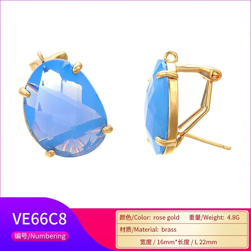 ZHUKOU 16x22mm high quality crystal cobblestone stud earrings for women earrings model:VE66