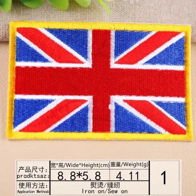 Russia Turkey Britain USA  Spain Canada Italy France Flag stickers iron on Patches for clothes DIY Personality Embroidery badges