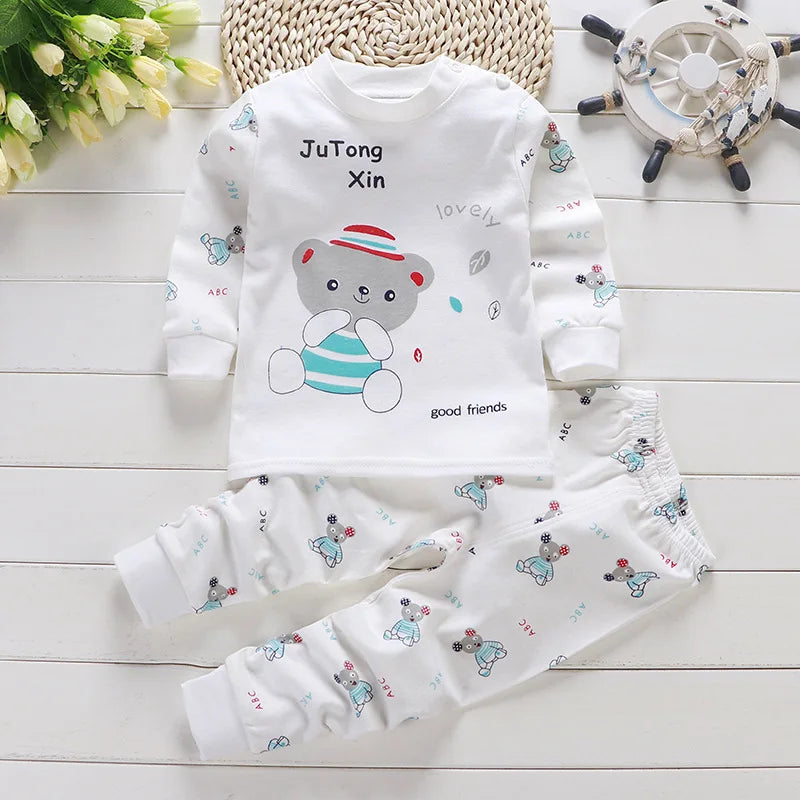 2024 Spring Autumn New Baby Clothing Set Cartoon Cotton Baby Boys Clothing Girls Suit Set 0-3 Year Baby Clothes
