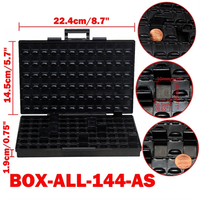 Aidetek smd storage box plastic Case surface mount resistors capacitors well small compartment tiny Organizer toolbox BOX STORAG