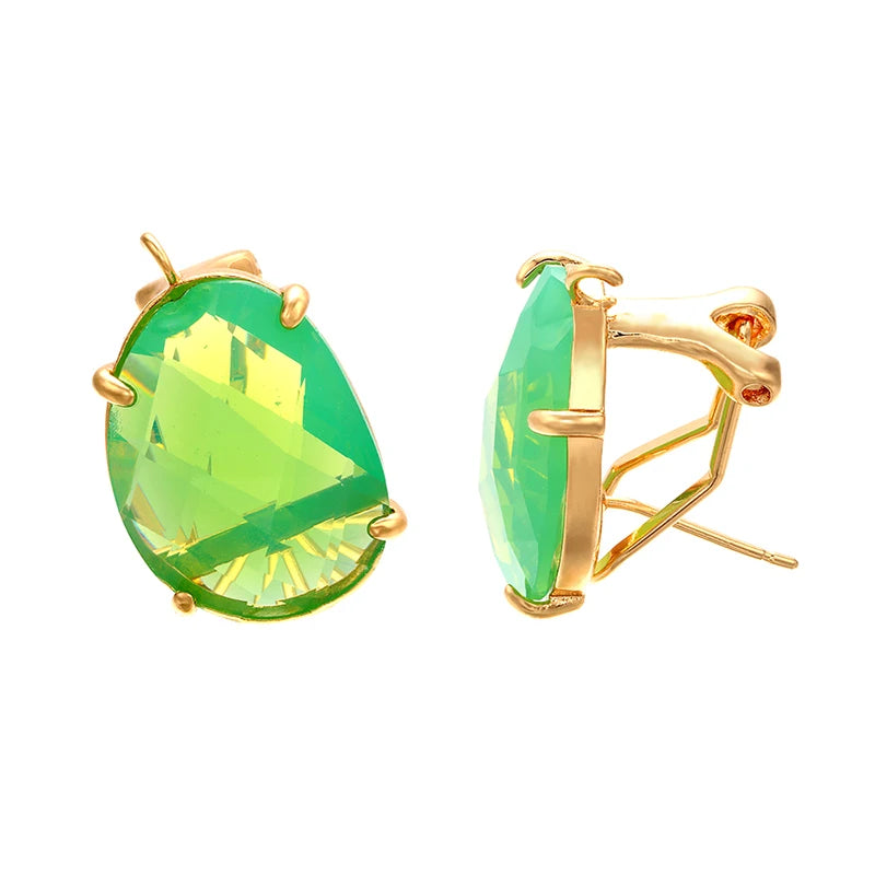 ZHUKOU 16x22mm high quality crystal cobblestone stud earrings for women earrings model:VE66