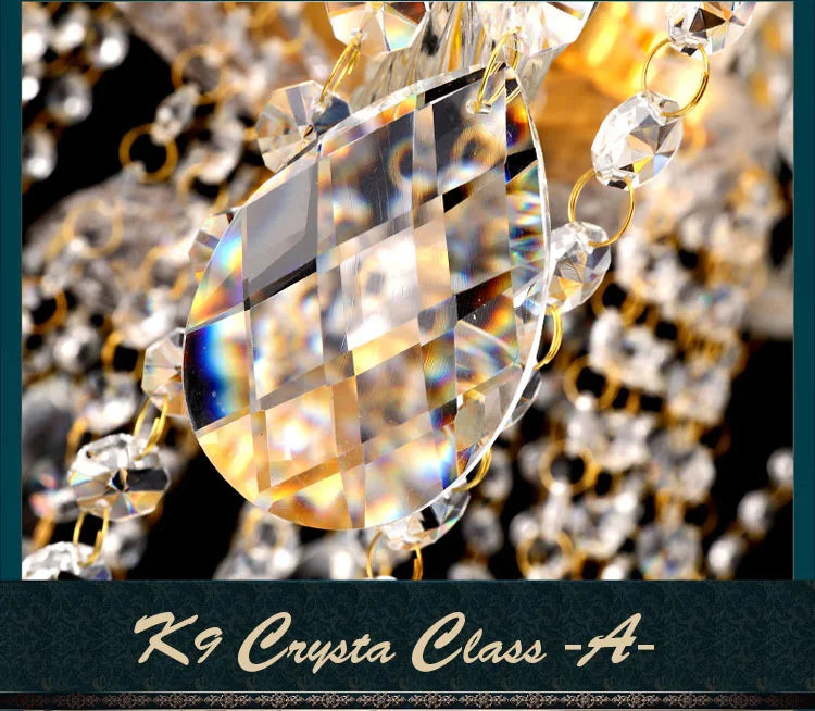 Vintage Crystal Chandelier For Living Room Bedroom Villa Crystal Ceiling Pendant Fixtures Lighting Chandelier Lights K9 Quality