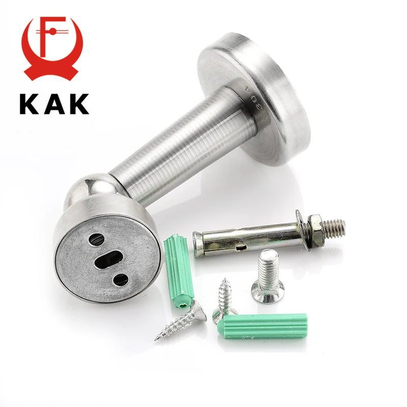 KAK Thicknessed Stainless Steel Magnetic Sliver Door Stop Stopper Holder Catch Floor Fitting With Screw For Family Home Hardware