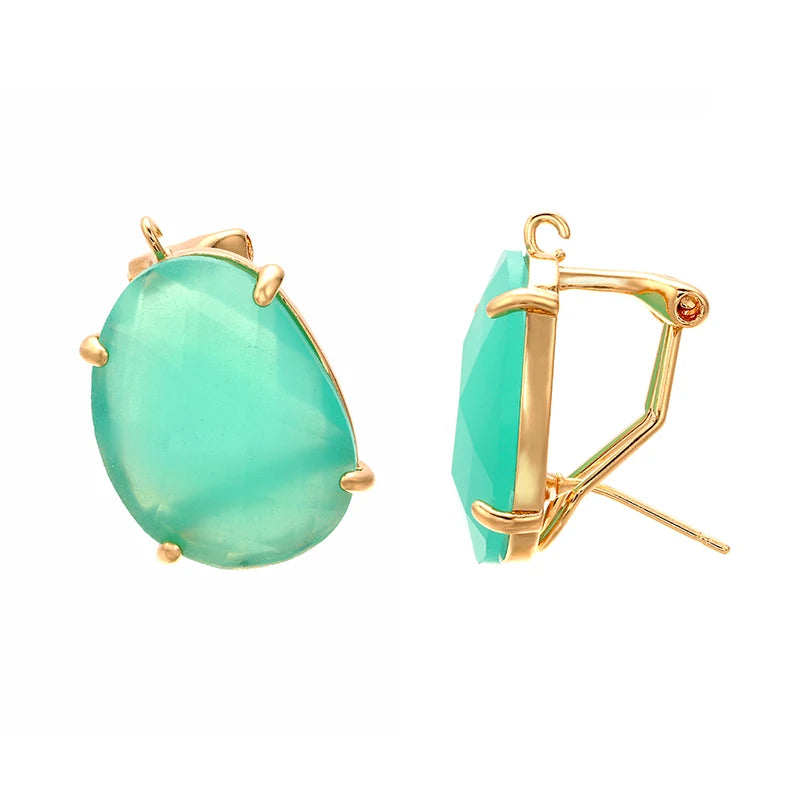 ZHUKOU 16x22mm high quality crystal cobblestone stud earrings for women earrings model:VE66