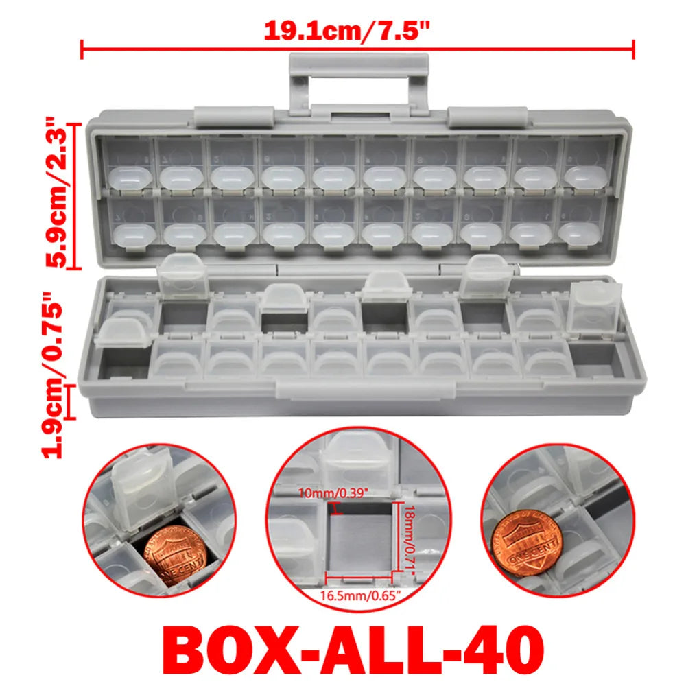 Aidetek smd storage box plastic Case surface mount resistors capacitors well small compartment tiny Organizer toolbox BOX STORAG