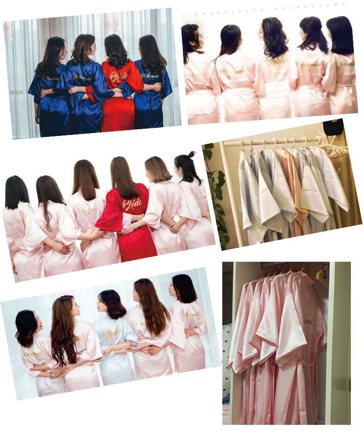 Customized Logo Bride Robe Wedding Bridesmaid Gift for Bridal Party Emulation Silk Soft Dress Home Bathrobe For Birthday Kimono