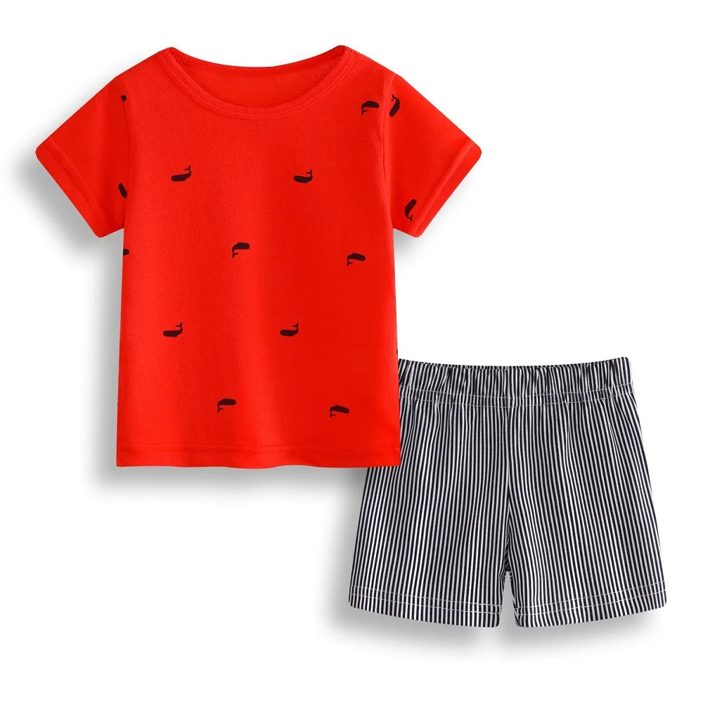 Casual Baby Clothes Suit Newborn 2PCS Clothing Sets Sailor Anchor Summer Cotton Baby T-Shirt Shorts Pant 100% Cotton Outfits Top