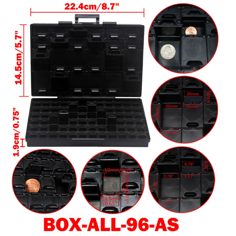 Aidetek smd storage box plastic Case surface mount resistors capacitors well small compartment tiny Organizer toolbox BOX STORAG