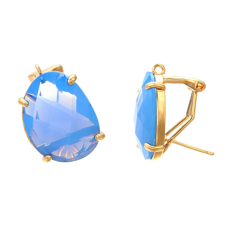 ZHUKOU 16x22mm high quality crystal cobblestone stud earrings for women earrings model:VE66