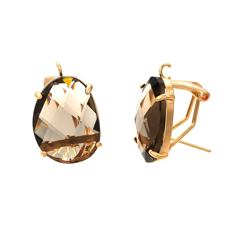 ZHUKOU 16x22mm high quality crystal cobblestone stud earrings for women earrings model:VE66