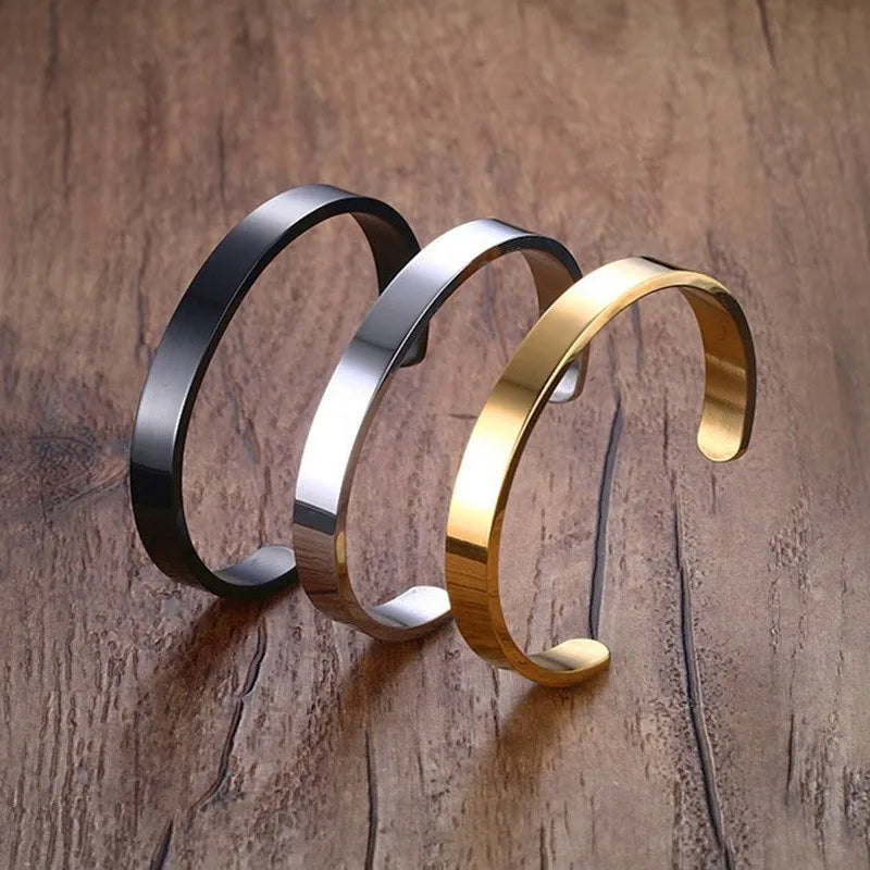 ZORCVENS Women and Men 8mm Width Surface Bracelet Bangle Stainless Steel Bracelet Men silver color/Gold/Black/Rose Gold 4 Color