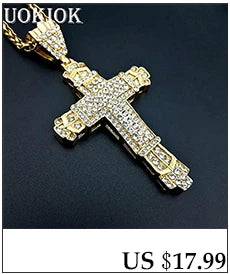 Fashion Byzantine Chain,Christ Cross Stainless Steel Long Necklace for Men Gold Color Statement Necklace Jewelry collares largos