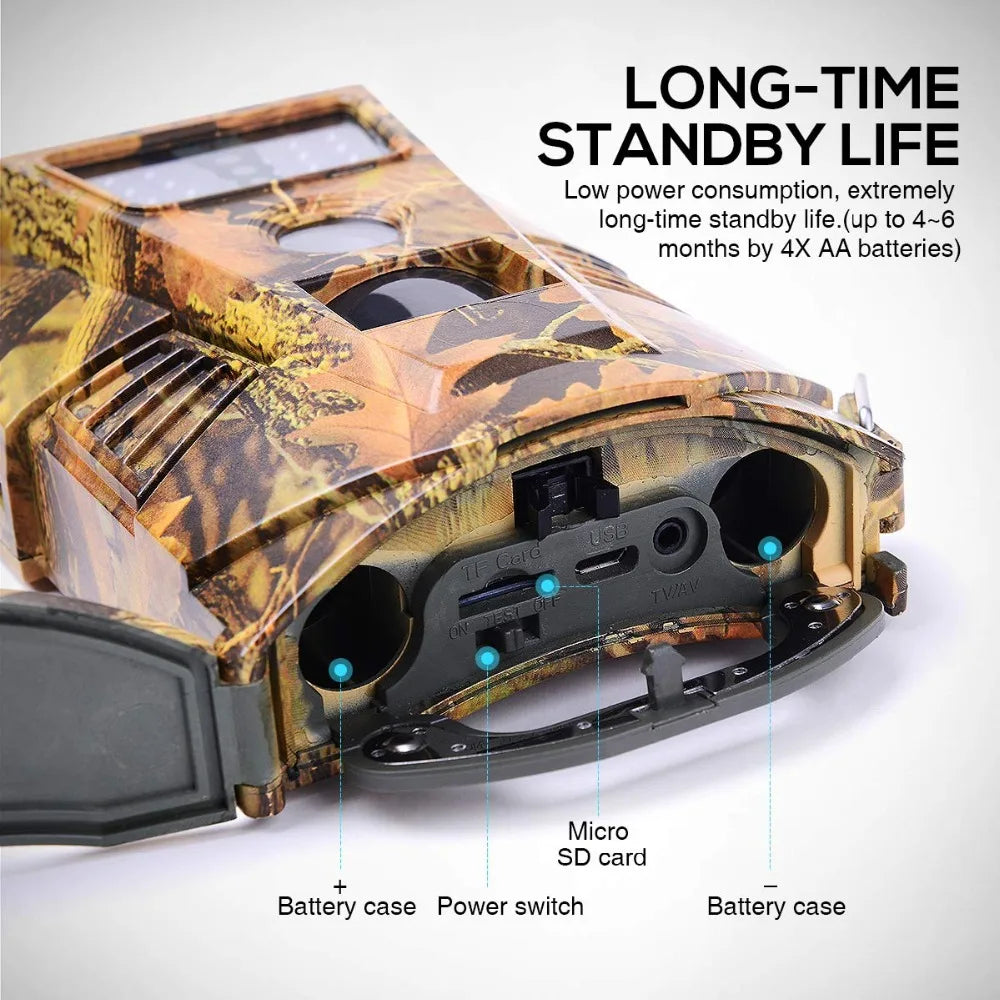 12MP Waterproof Hunting Trail Camera 850NM Night Vision HT001B Wild Surveillance Photo Traps for Wildlife Tracking