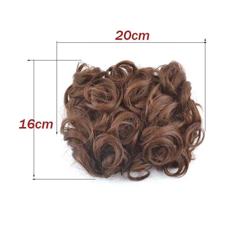 Synthetic Curly Messy Bun With Combs Scrunchie Chignon Dish Hair Bun Extension Clip in Hair Bun Hairpiece for Women Girls