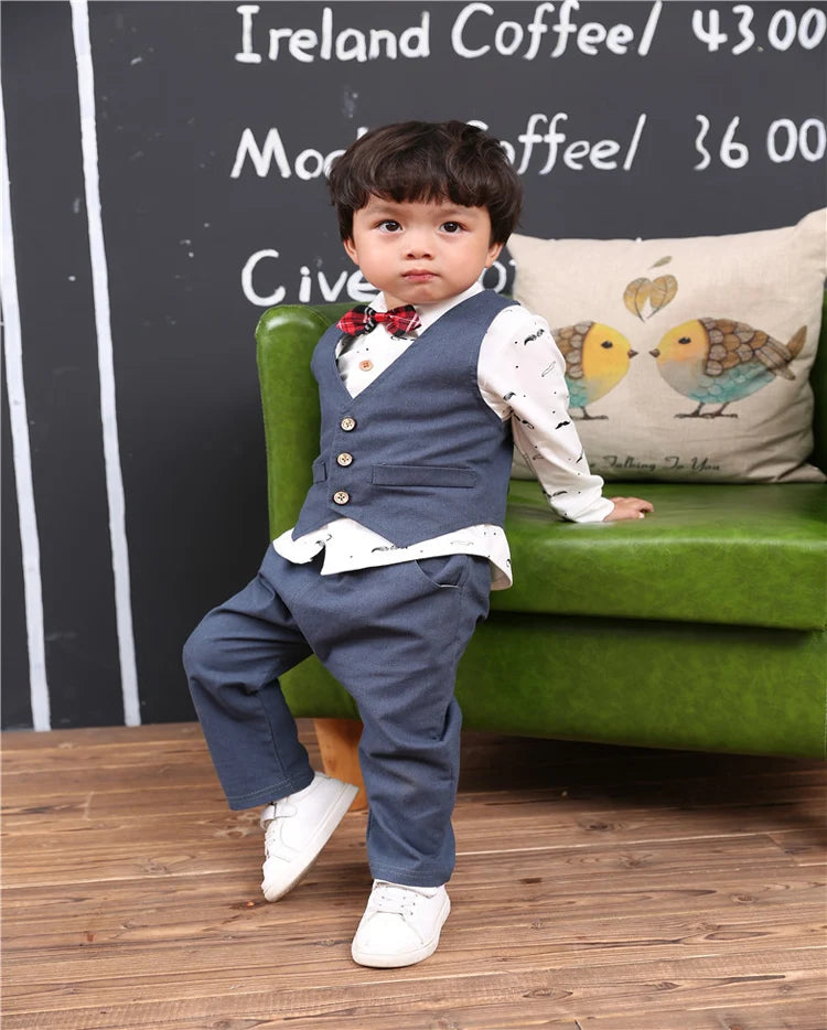 Spring Formal newborn baby boy clothes set outfit 1 year birthday party costume 3pcs suit for babies cloth kid boy clothing sets
