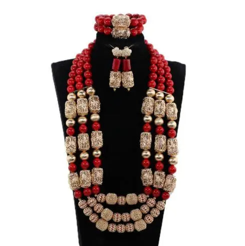 Big Real Coral Bead Traditional Nigerian Wedding African Coral Beads Jewelry Set Women Party Anniversary Gift Jewelry CNR885