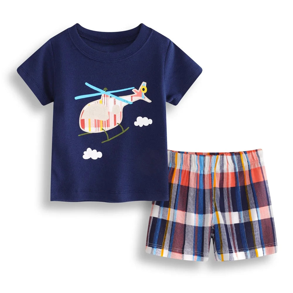 Casual Baby Clothes Suit Newborn 2PCS Clothing Sets Sailor Anchor Summer Cotton Baby T-Shirt Shorts Pant 100% Cotton Outfits Top