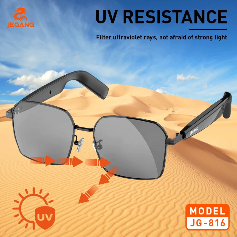 Jeqang JG-816 Fashionable BT Sunglasses Smart Glasses with HD Sound Voice Control Sun Protection & Call Answering