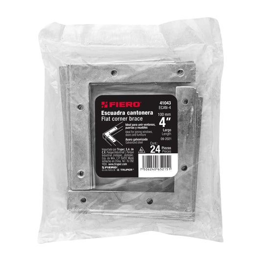 Fiero ECAN-4 Flat Corner Squares Bag of 24 4' X 4' Galvanized Steel Product