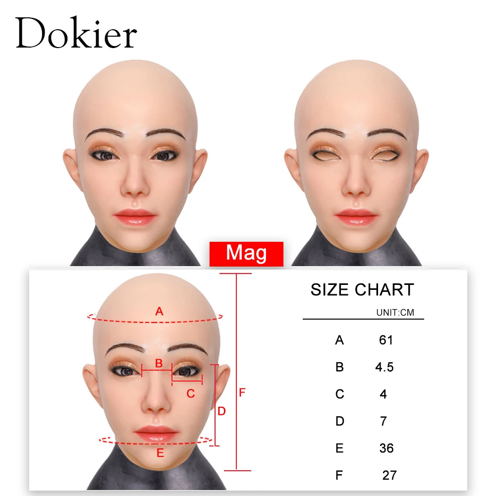 Dokier Crossdressing Soft Silicone Cosplay Costume Masks Props for Crossdresser Transvestite Halloween Cosplay Male to Female