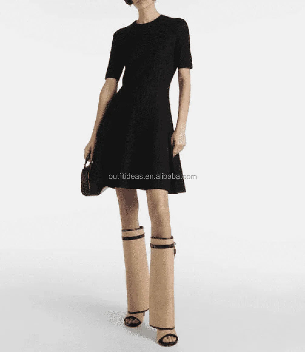 Girls Knee High Leather Boots High Heel Transparent Mesh Sandals Metal Clasp Luxury Women Shark Lock Stiletto Heel Sandal Boots