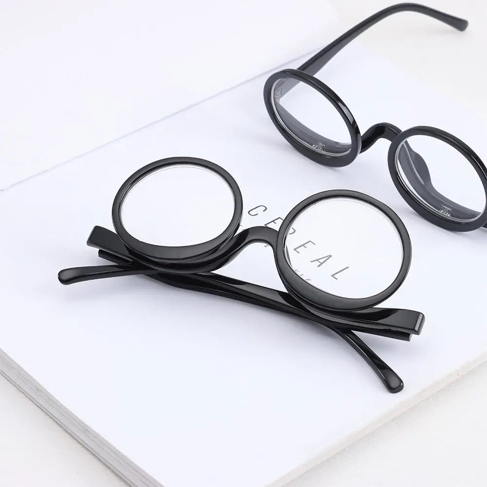New Rotating Magnifying Makeup Reading Glasses For Women Folding Clamshell Cosmetic Presbyopic Glasses For Elder Unisex