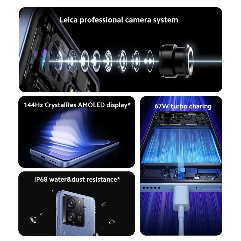 Global Version Xiaomi 13T 50MP Camera IP68 Waterproof 144Hz AMOLED Display 67W Turbo Charing MTK Dimensity 8200-Ultra Octa Core