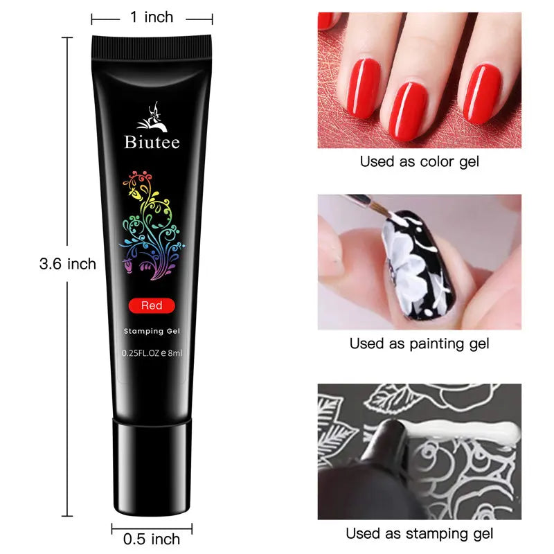 BIUTEE Nail Stamping Gel Polish Set 12 Colors Templates Stamp Print Oil UV Gel Varnish Soak Off Nail Art Kit Stamping Plate Tool