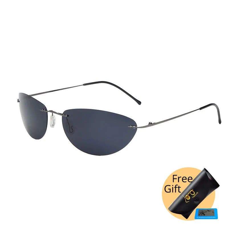 Fashion Rimless Square Sunglasses Mens Rectangle Photochromic Polarized Driving Sunglasses Oval Sun glasses UV400