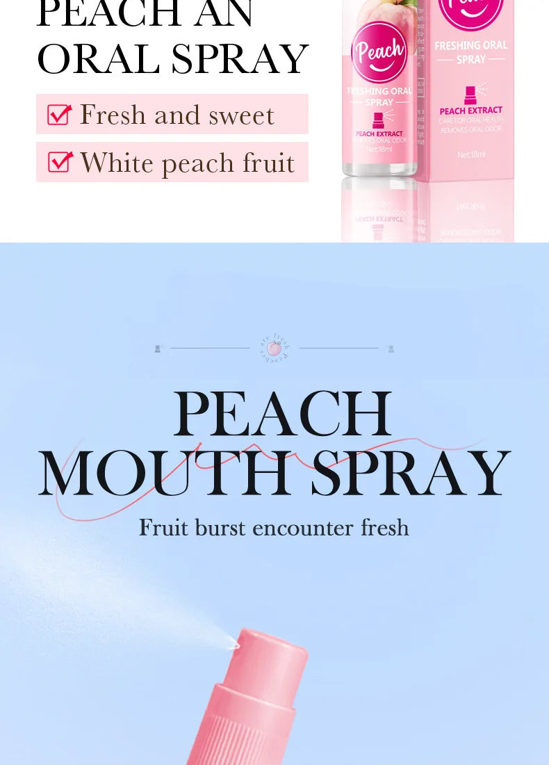 Peach Mint Lemon Fresh Breath Mouth Spray Fresh Breath Mild Remove Bad Breath Bring a Cool and Comfortable Experience