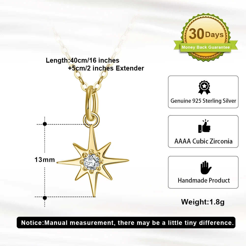 RINNTIN APN Shiny Luxury Fashion Gold Plated 925 Sterling Silver Crystal Zircon Geometric Pendant Necklace for Women Jewelry