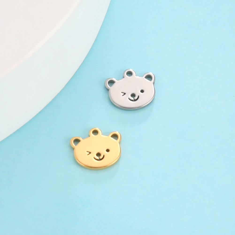 5pcs/lot Stainless Steel DIY Charms for Jewelry Making Ghost Squirrel Fish Bear Paw Animal Pendant for Necklace Bracelet Earring