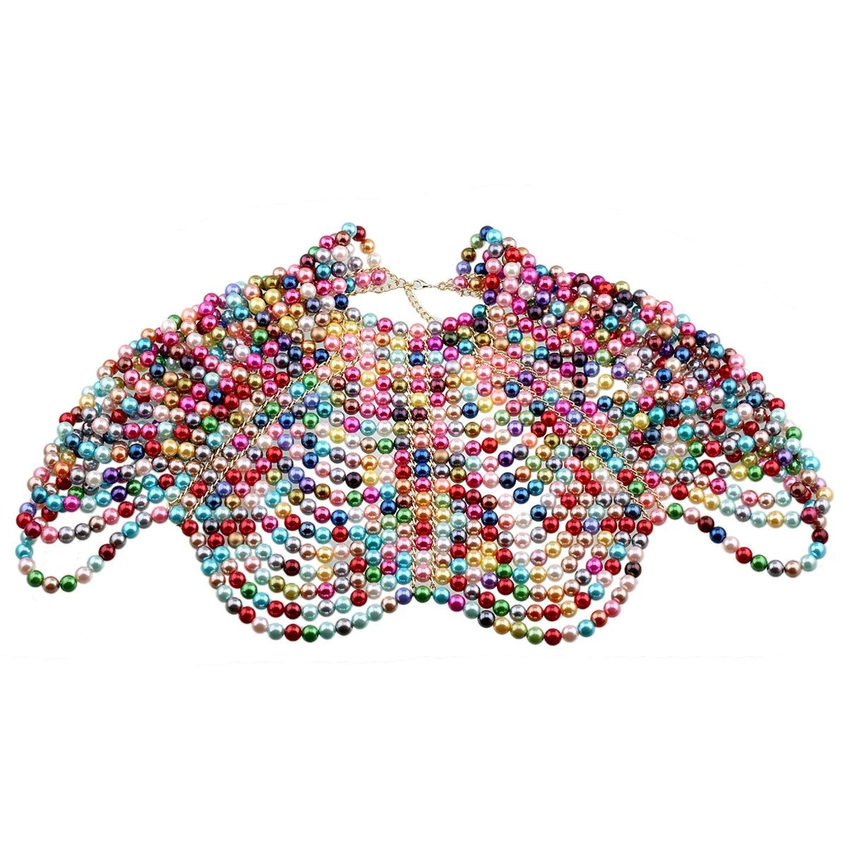 Luxury Women's Pearl Body Chain Necklaces Collar Shoulder Fashion Tops Beaded Necklaces Popular Jewelry Accessory