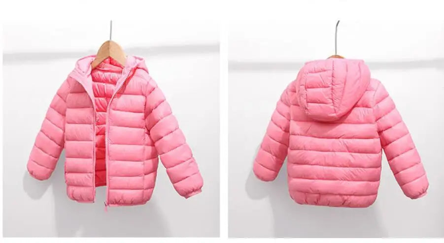 Girls Light Down Cotton Jacket Baby Boys Snowsuit Jackets Autumn Children Clothing 2-8 Years Fashion Kids Hooded Outerwear Coats