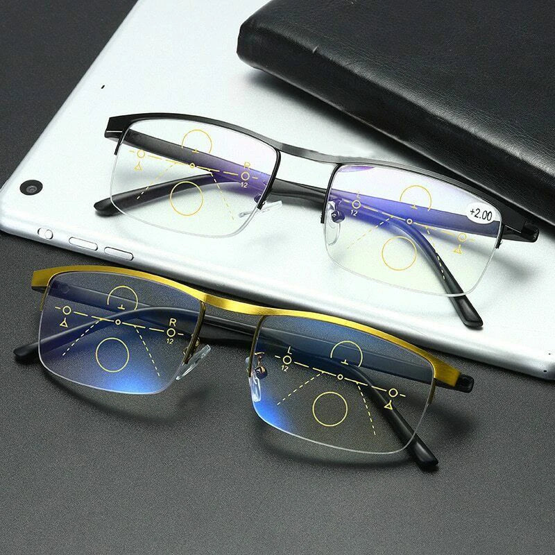 German Intelligent Color Progressive Half Frame Auto Focus Reading Glasses Anti-Blue Light Clearly For Women Men Eyeglasses