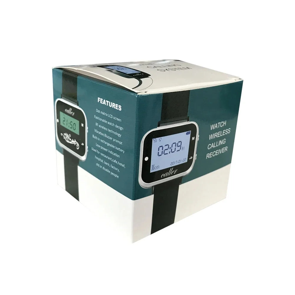 20 Call Button 2 Watch Pager Receiver for Restaurant Cafe Bar Wireless Service Call Bell Guest Calling System Pager