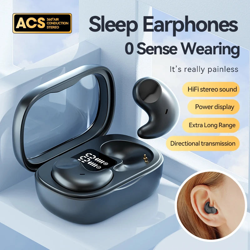 M51 Wireless TWS Mini Invisible Sleeping Earphones with Dual Microphones for Call Noise Reduction and HiFi Shocking Stereo Sound