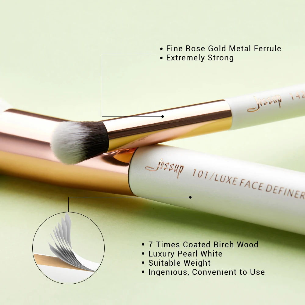 Jessup 25pcs Professional Makeup Brushes set Make up Brush Tools kit Foundation set Powder Blushes Beauty Pearl White T215