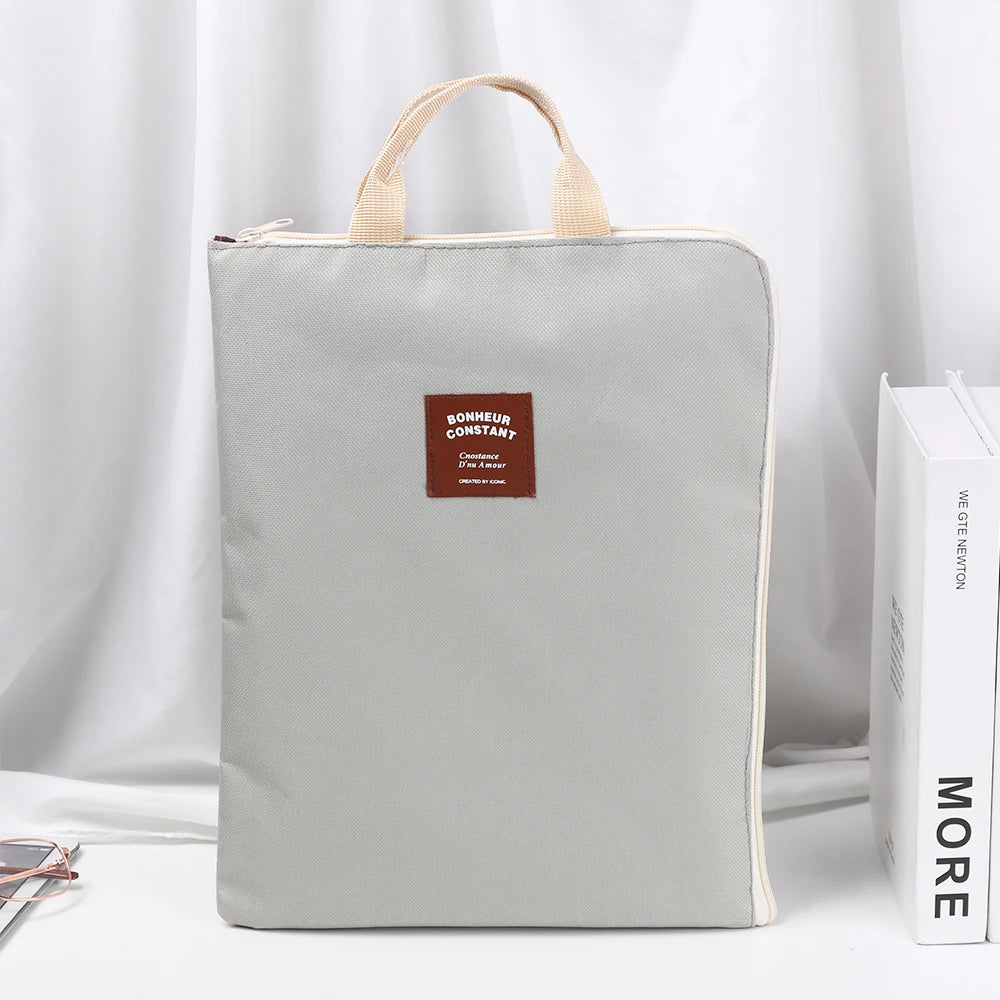 A4 File Folder Large Canvas Zipper Multifunctional A4 File Folder Document Bag Business Briefcase Organizer Stationery