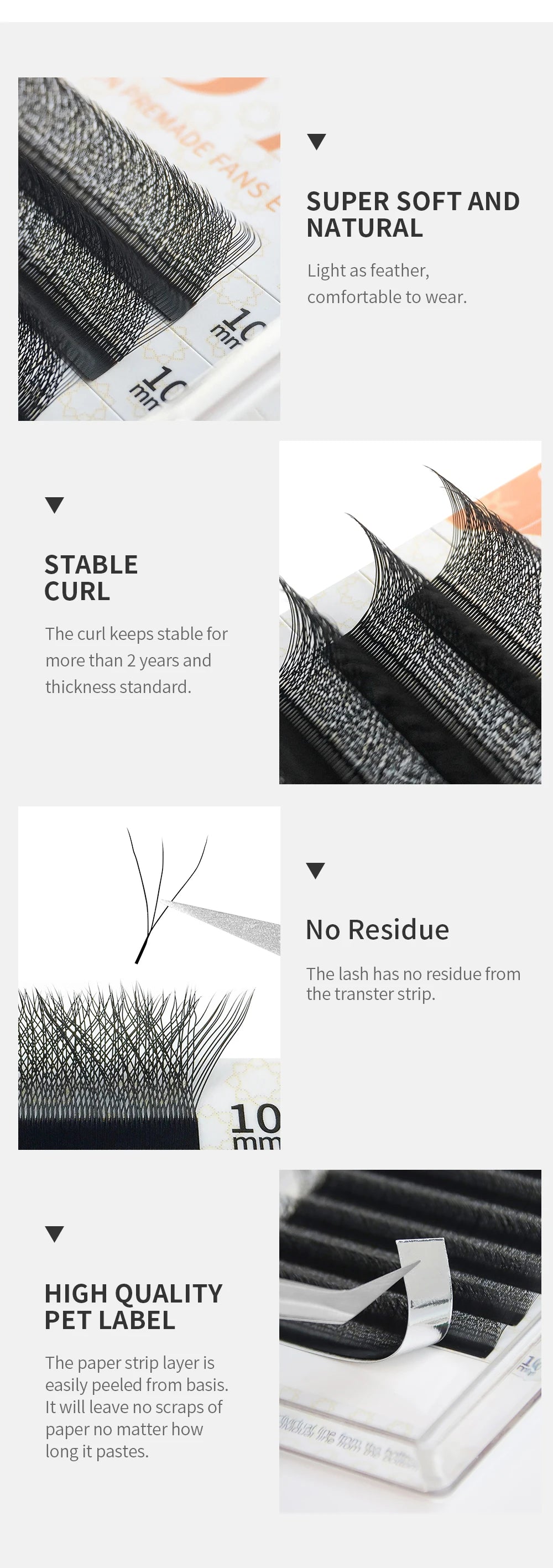 GAHAMACA W Shape Eyelash Extensions L/LU 3D Premade Volume Fan Lashes W Style Lashes Comfortable Faux Mink Natural Eyelash