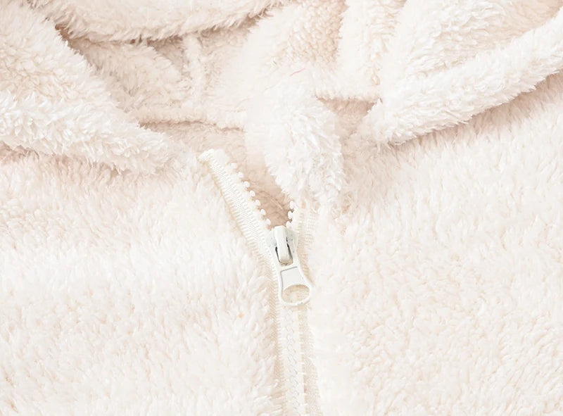 Cute Plush Bear Baby Rompers Toddler Girl Overall Jumpsuit Spring Autumn Hooded Zipper Baby Boys Romper Infant Crawling Clothing