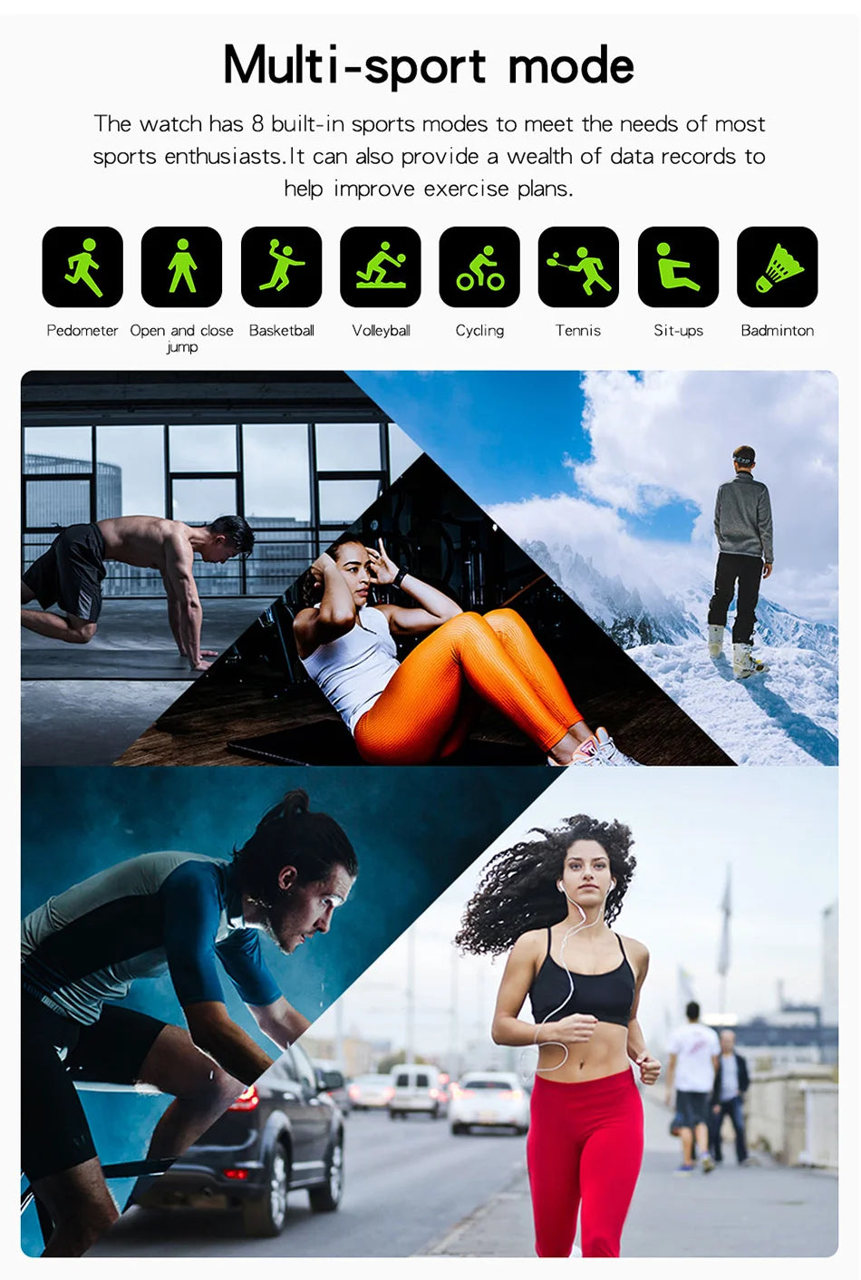 Fitness Heart Rate Monitor Y13 Smart Watch Sport Calorie Tracker 1.75 Inches Full Screen Touch Charger Battery Smart Watch