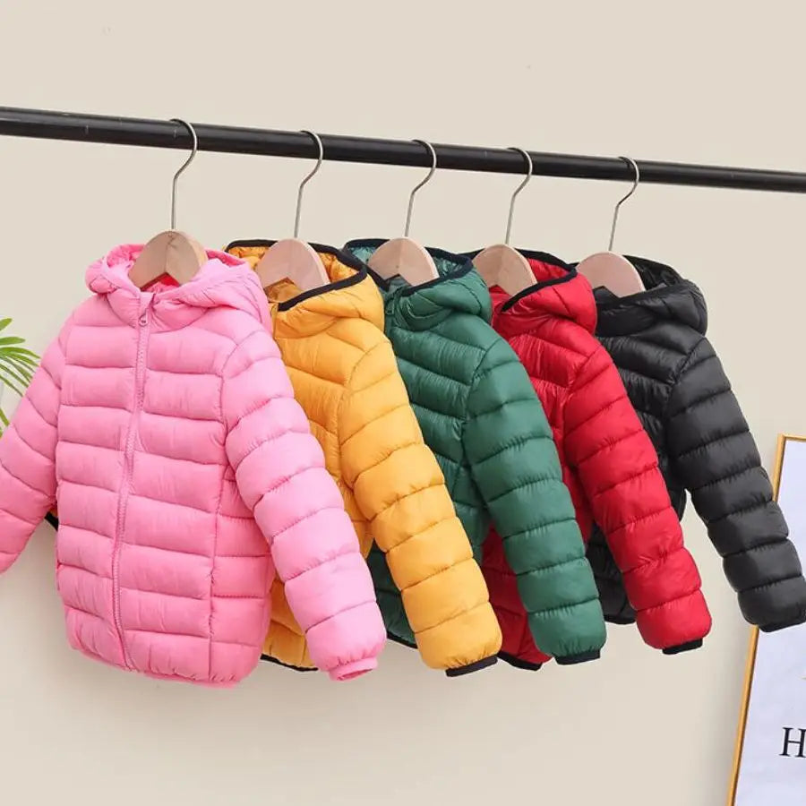Girls Light Down Cotton Jacket Baby Boys Snowsuit Jackets Autumn Children Clothing 2-8 Years Fashion Kids Hooded Outerwear Coats