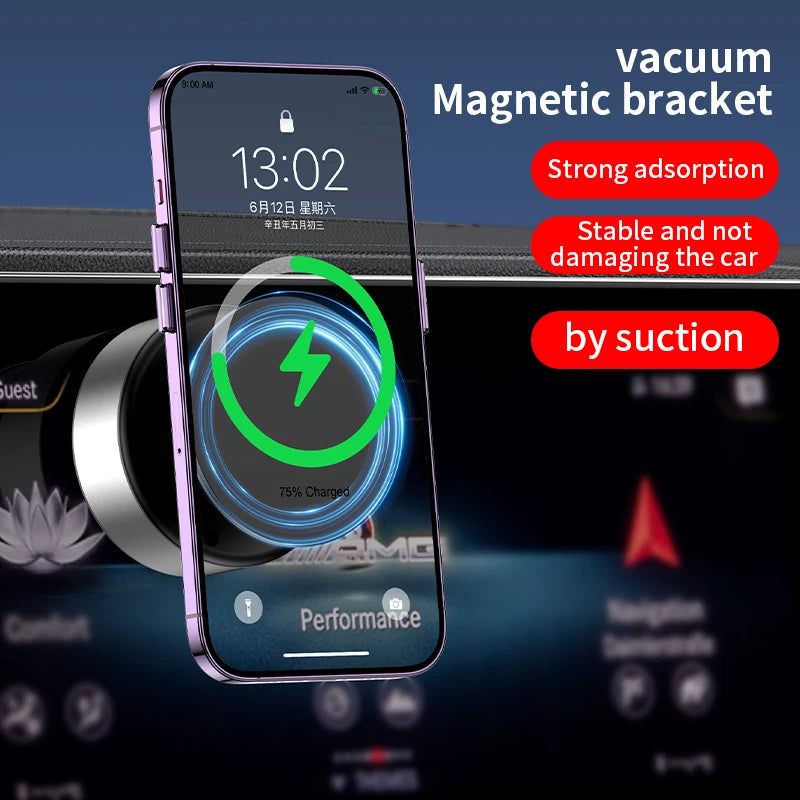 Hot Product Mobile Screen 360 Rotation Glass Vacuum Adsorption Suction Vacuum Magnet Charging Bracket Magnetic Car Phone Holder