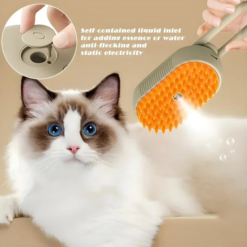 3 in 1 Pet Dog Steamy Spray Cleaning Brush Anti-splashing Hair Removal Massage Grooming Comb