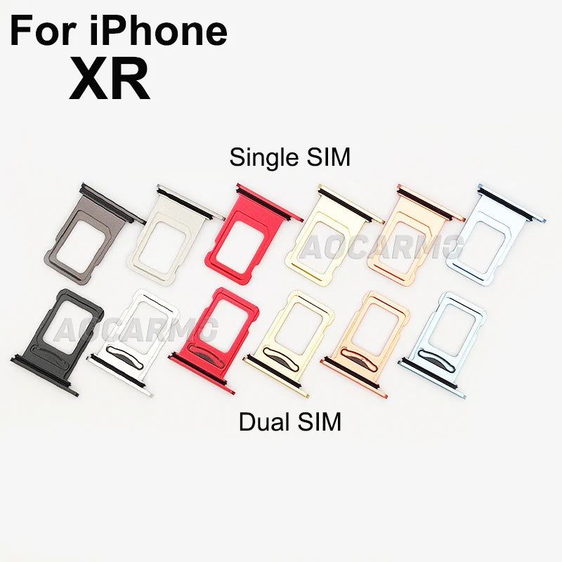 Aocarmo Single Double Sim Card Micro Holder Dual Sim Card Tray Slot For iPhone XR Replacement Part