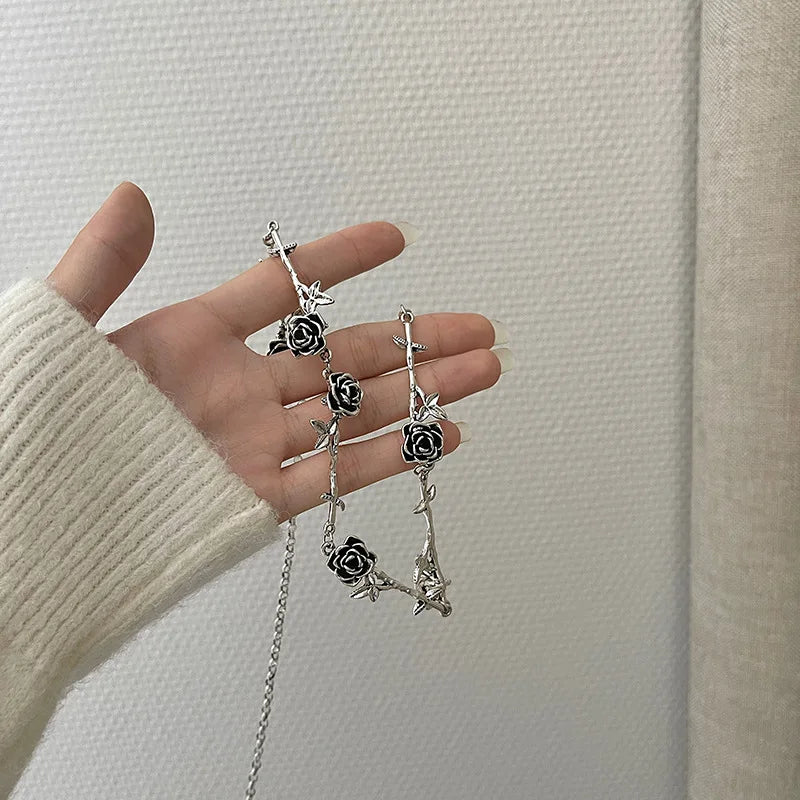 Gothic Vintage Simple Black Rose Flower Choker Necklace For Women Personality New Jewelry Collares