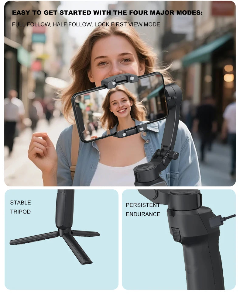 New F11 Lite Portable Auto Tracking Desktop Foldable Face Tracker Mobile Anti-shake Handheld 3 Axis Gimbal Stabilizer Full Kit
