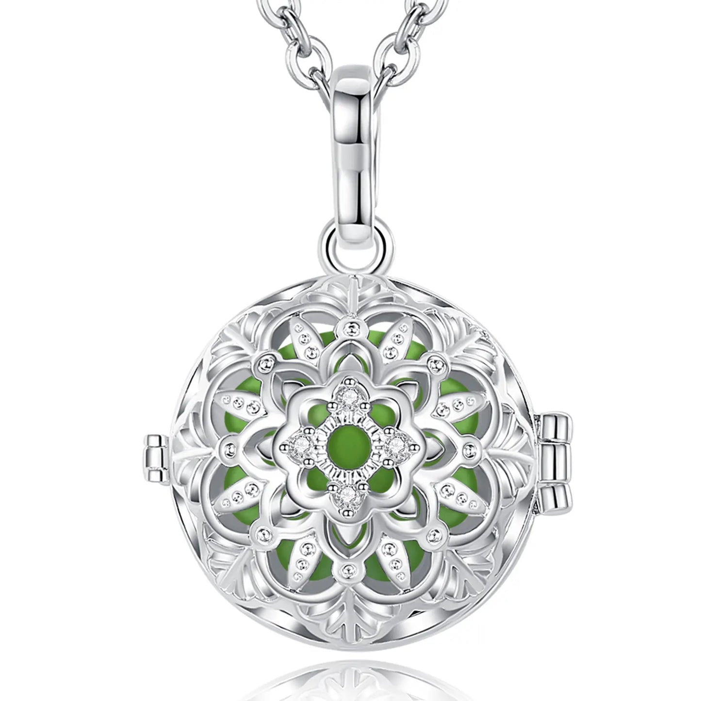 Eudora 18mm Harmony Ball Lotus Flower Cage Pendant Pregnancy Chime Bola Angel Caller Necklace Fashion Jewelry for Women gift